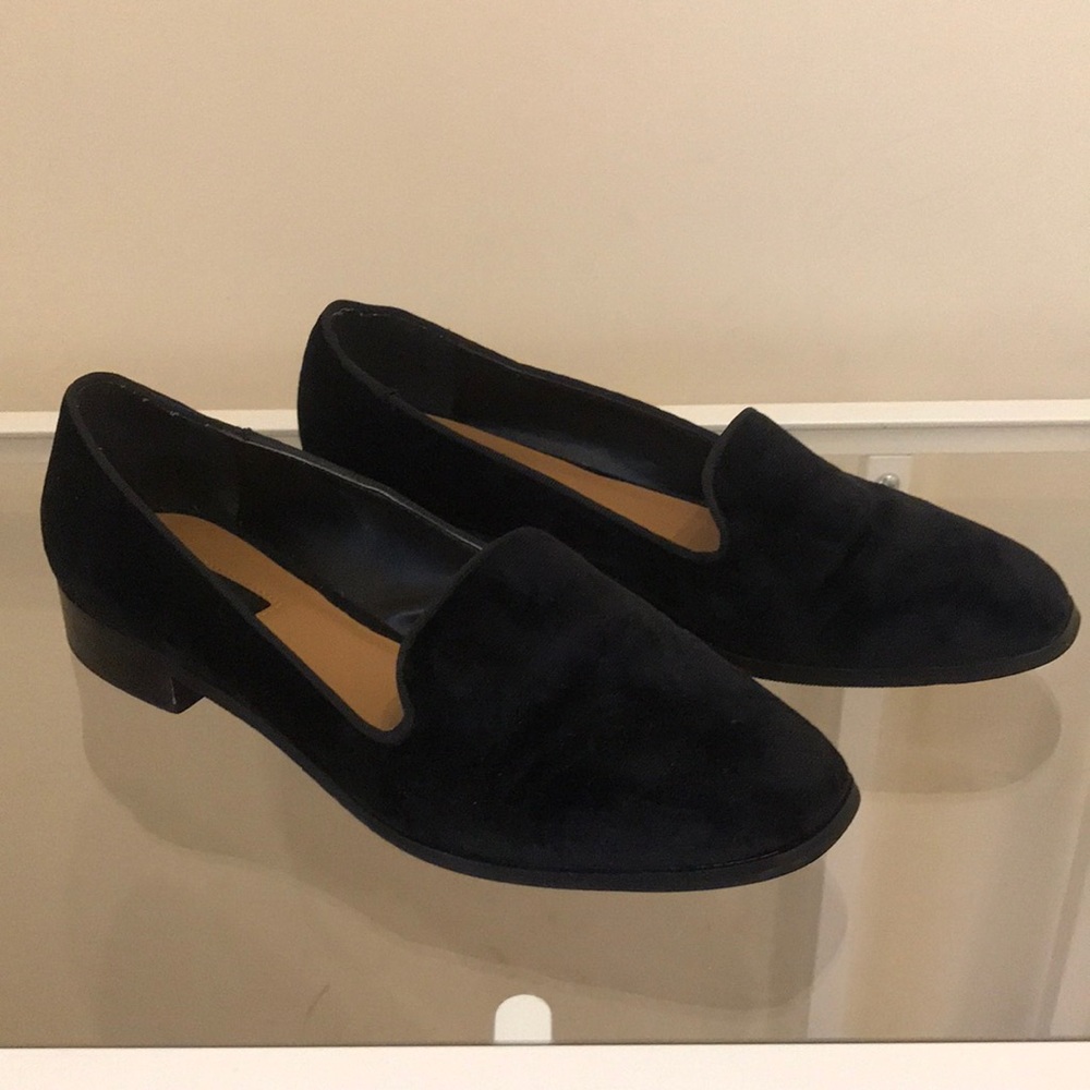 Black velvet loafers